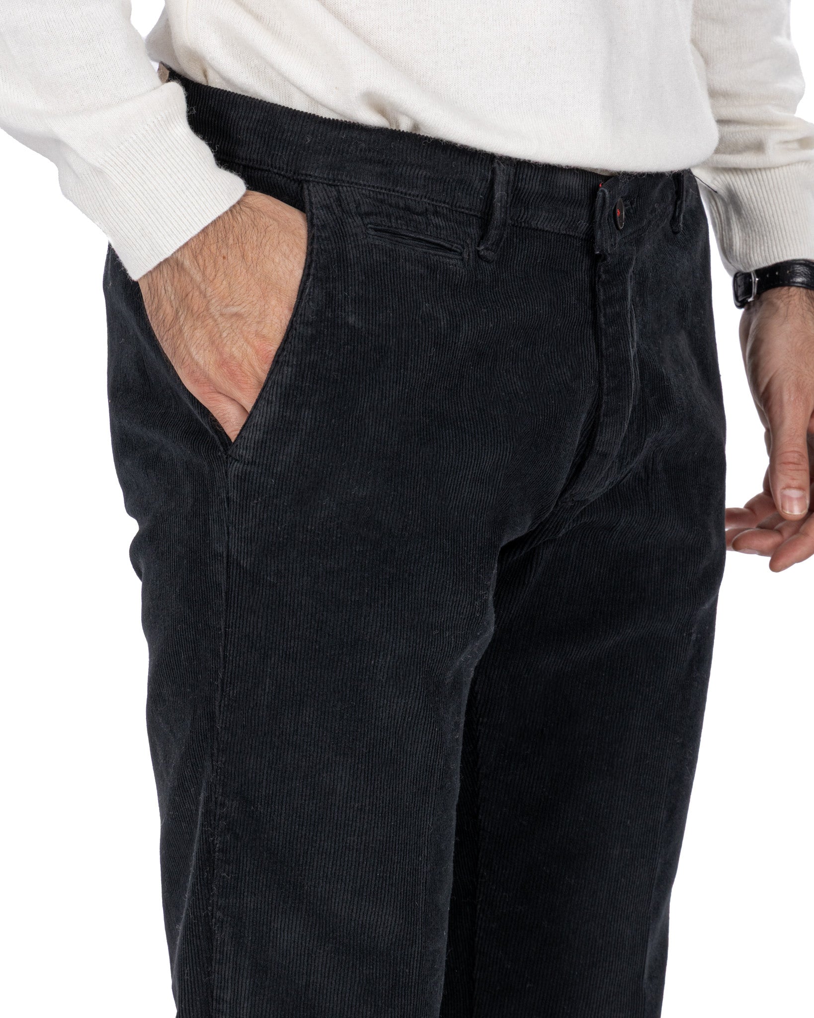 Pantalone Harlan in velluto nero