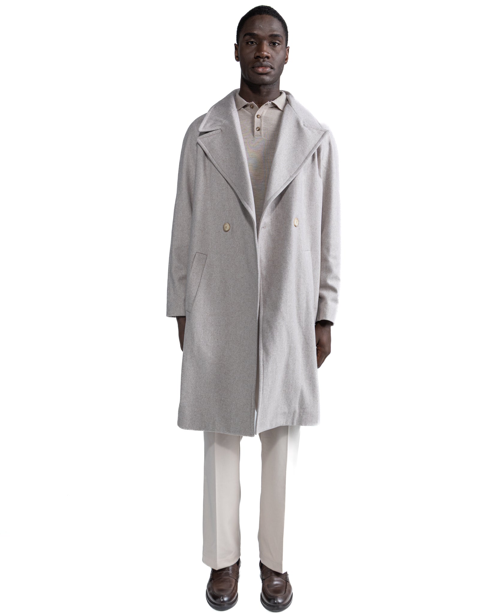 Manteau long Freud en flanelle grise