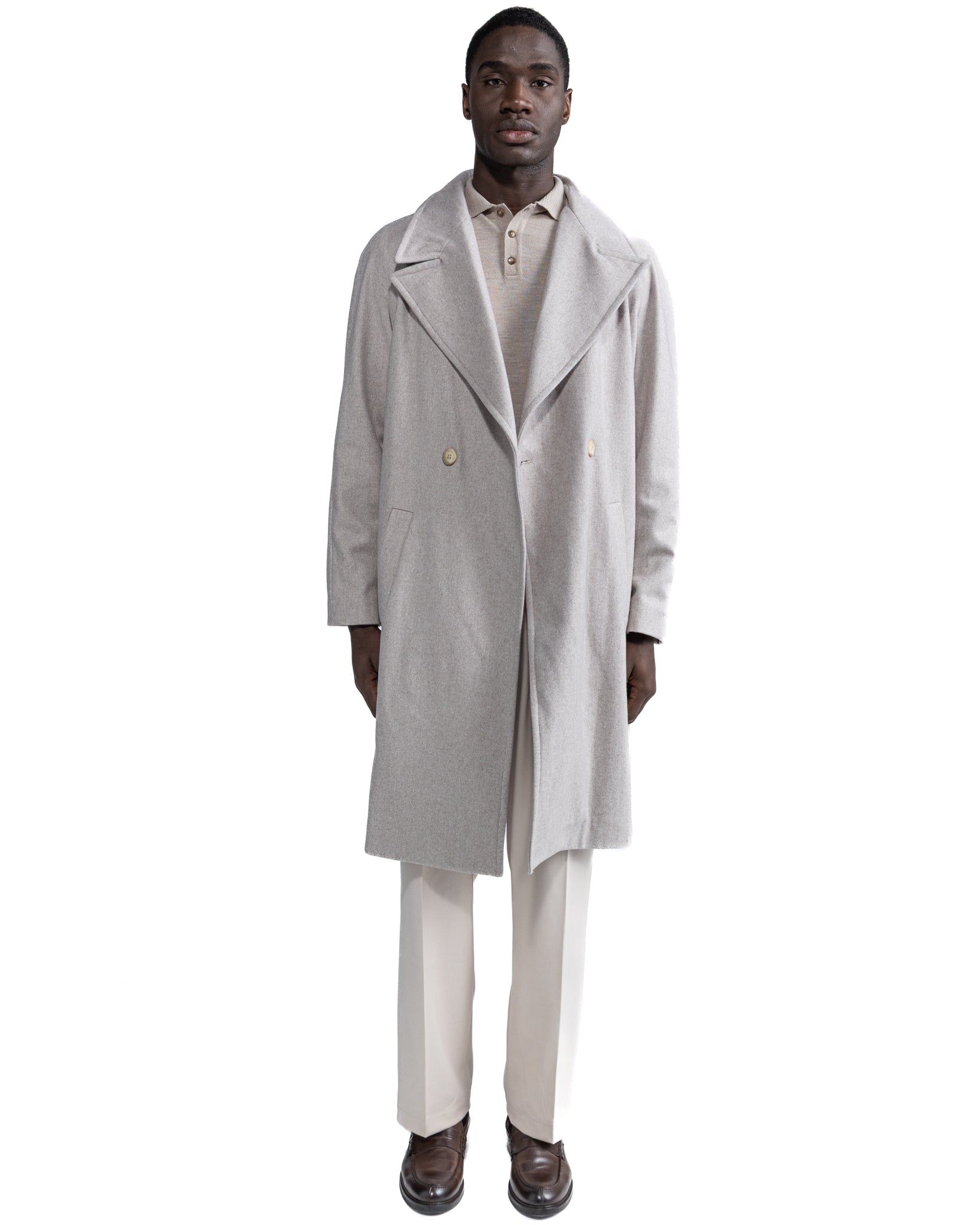 Manteau long Freud en flanelle grise