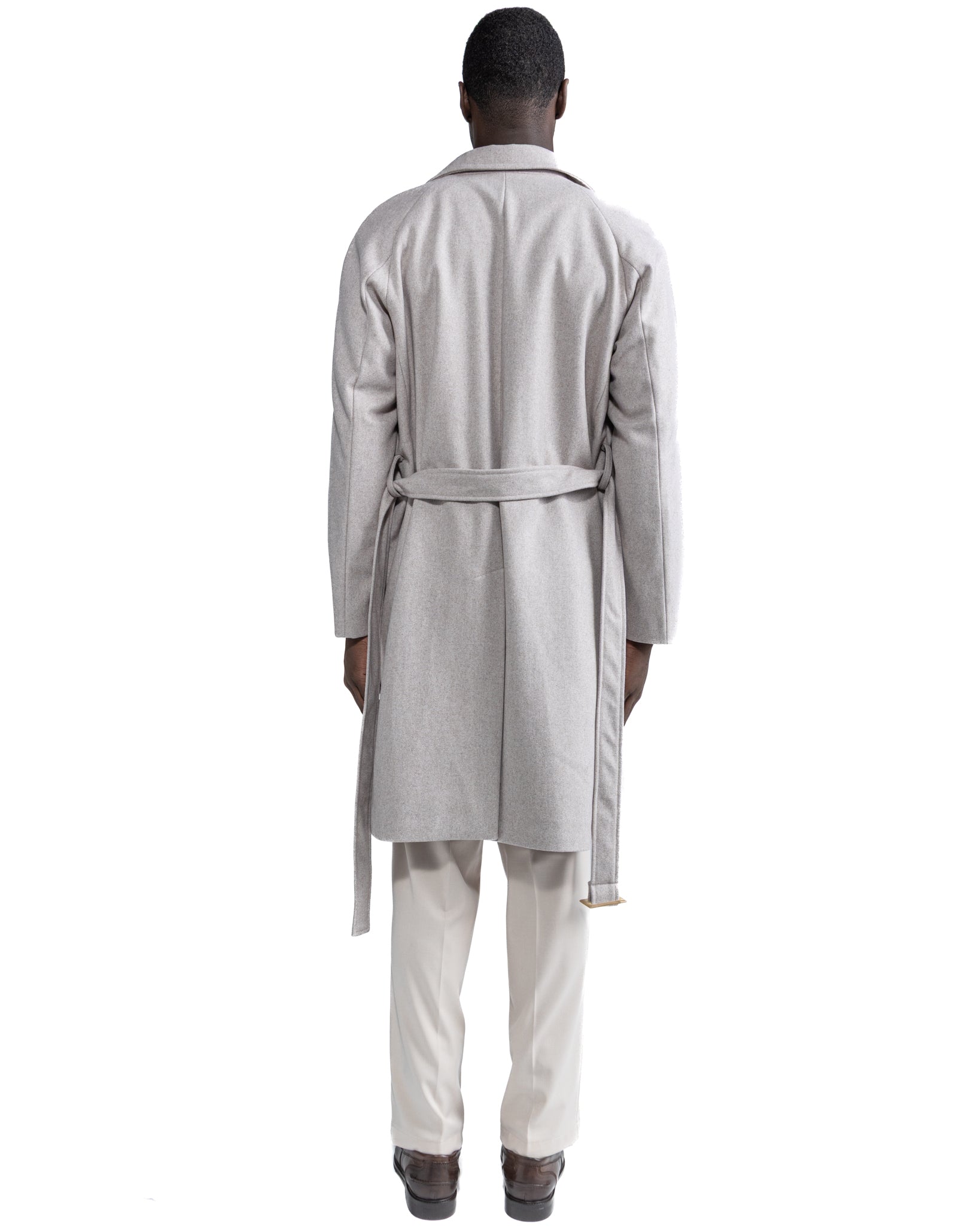 Manteau long Freud en flanelle grise