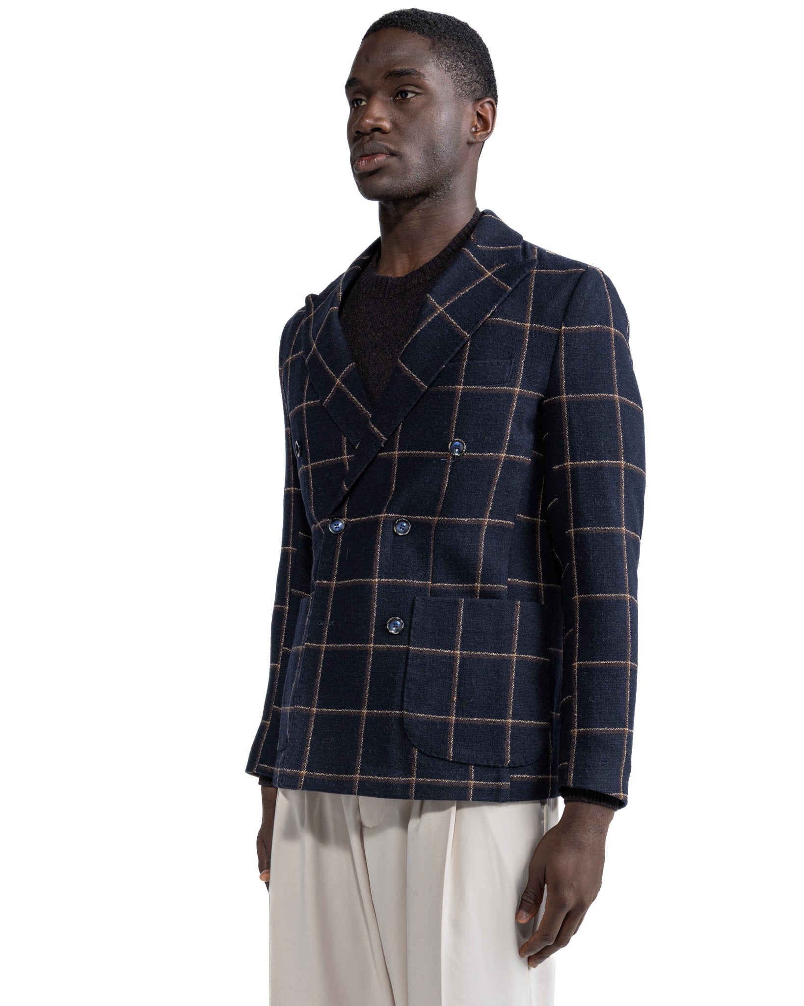 Fuji double-breasted jacket in blue check