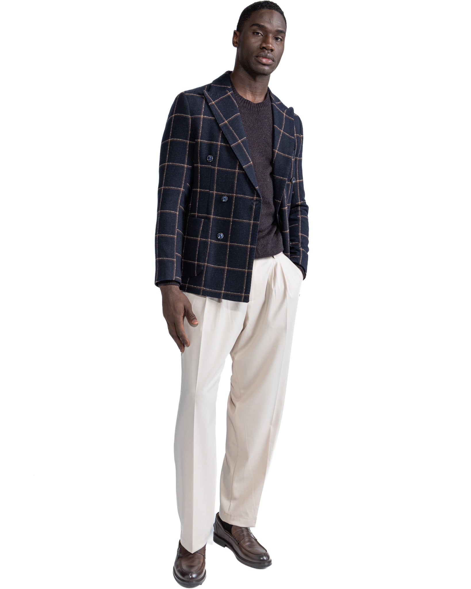 Fuji double-breasted jacket in blue check