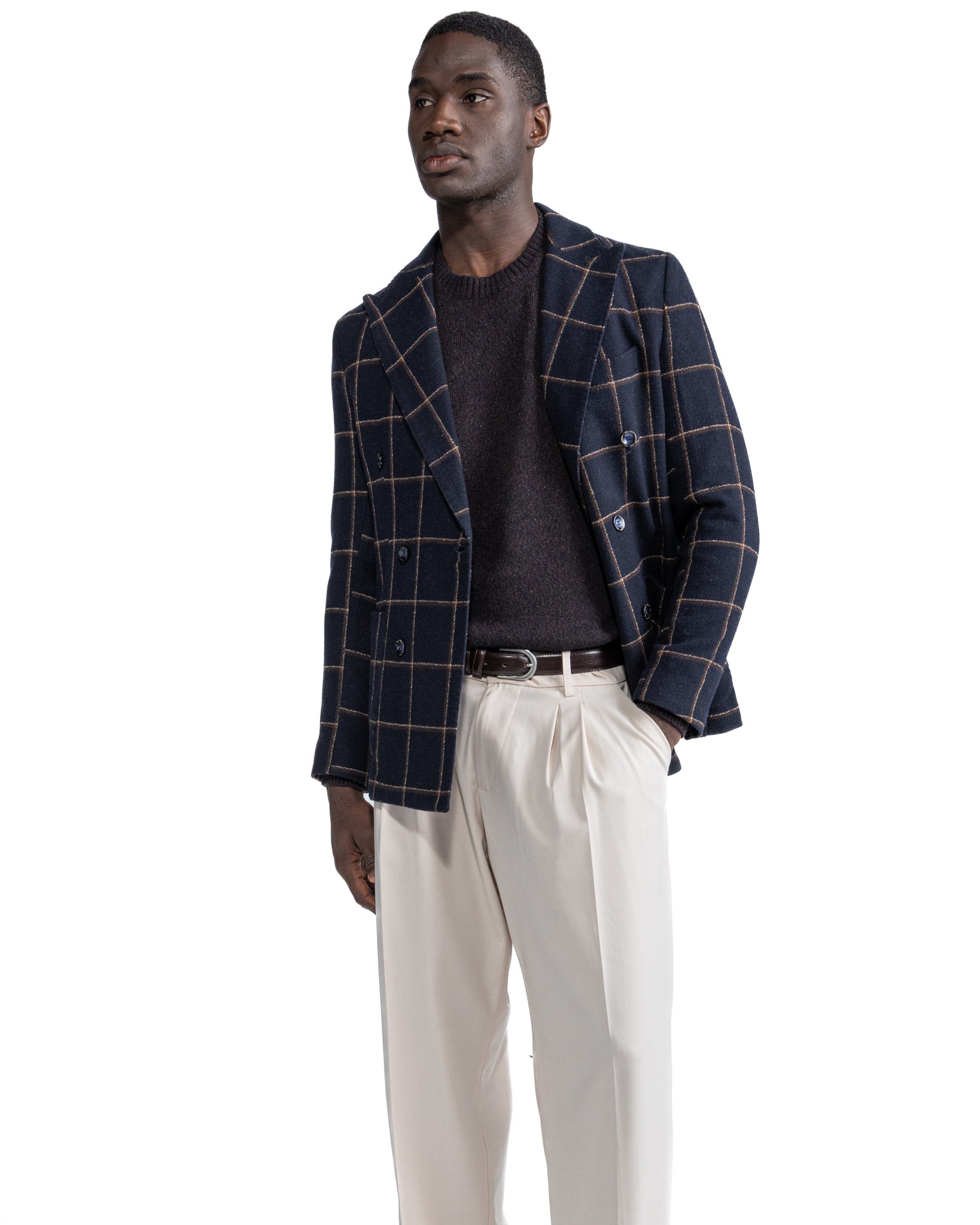 Fuji double-breasted jacket in blue check