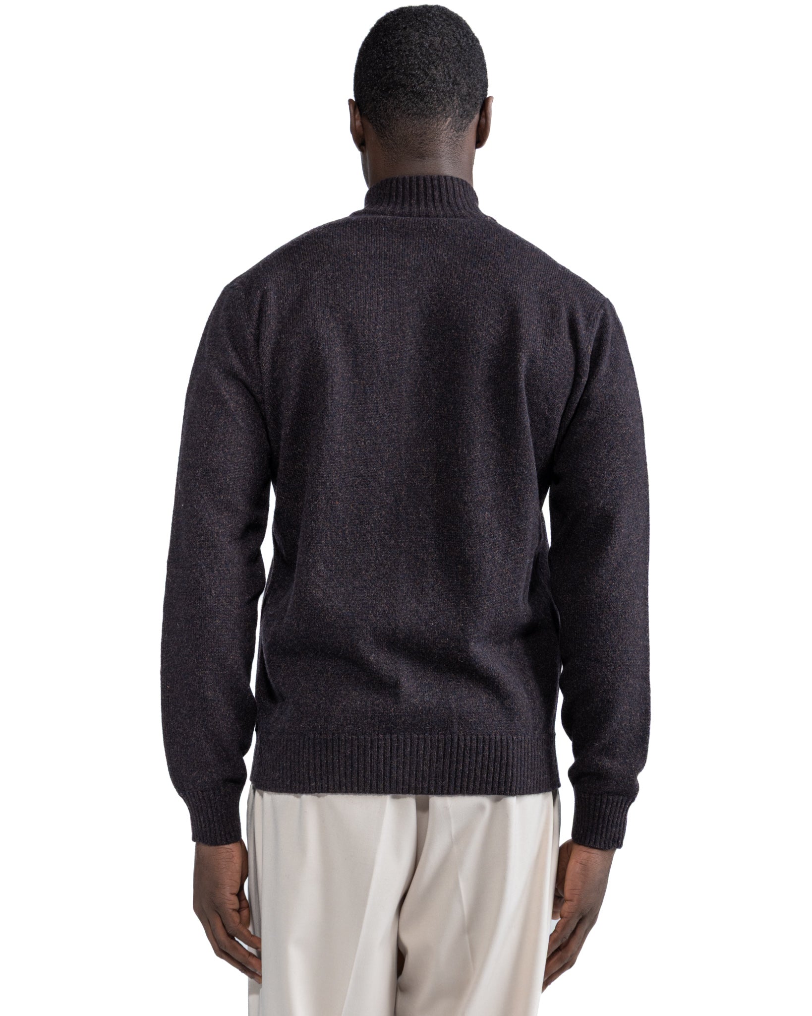 Veste en tricot marron foncé mouliné Tavolara