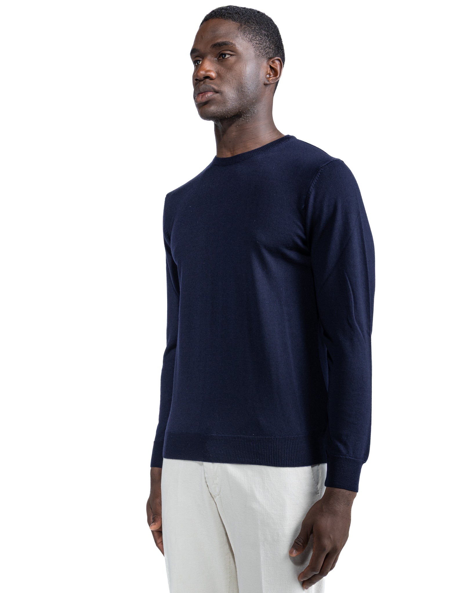 Furore crewneck in merino wool Tollegno blue