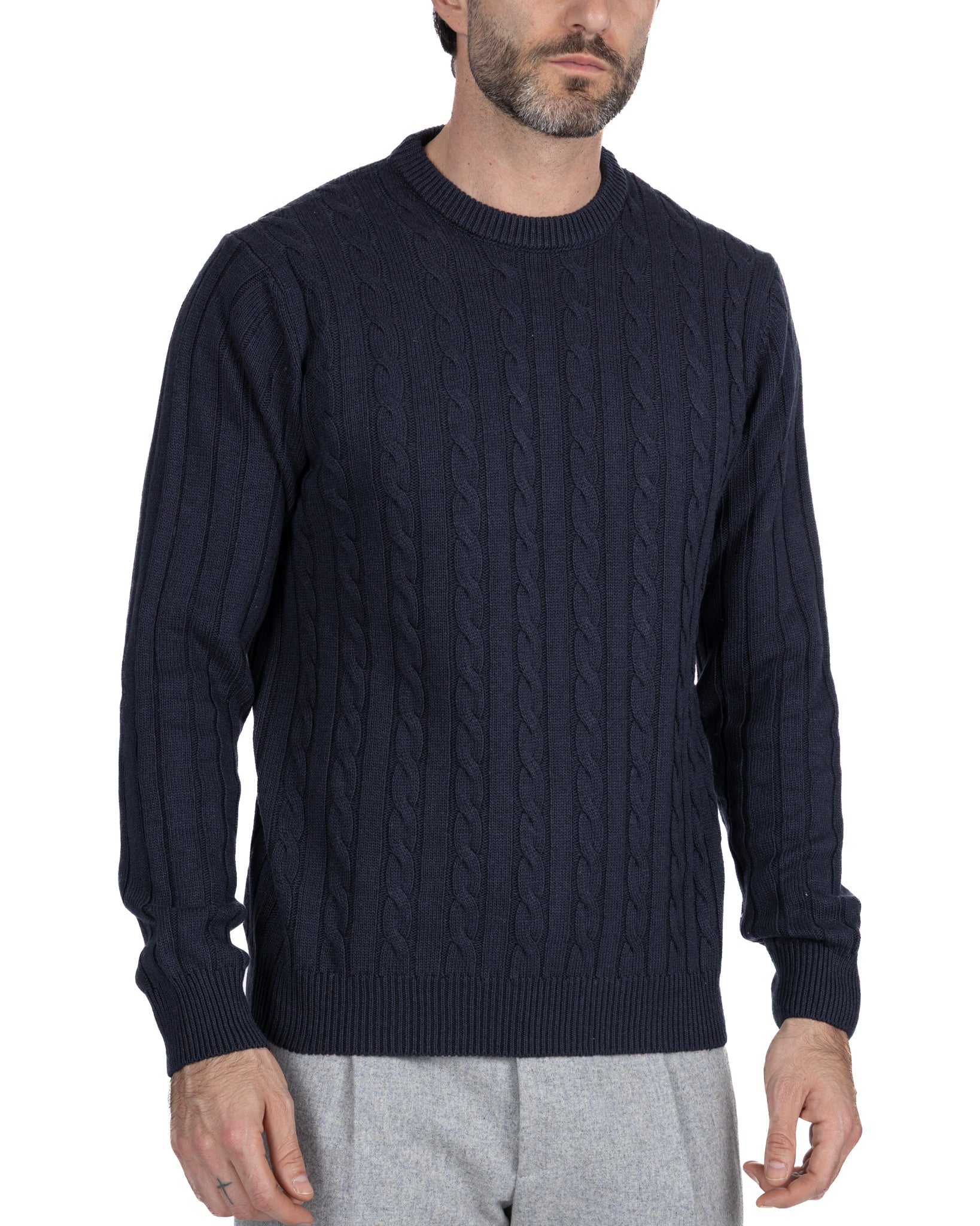 Girocollo Tambora a trecce blu