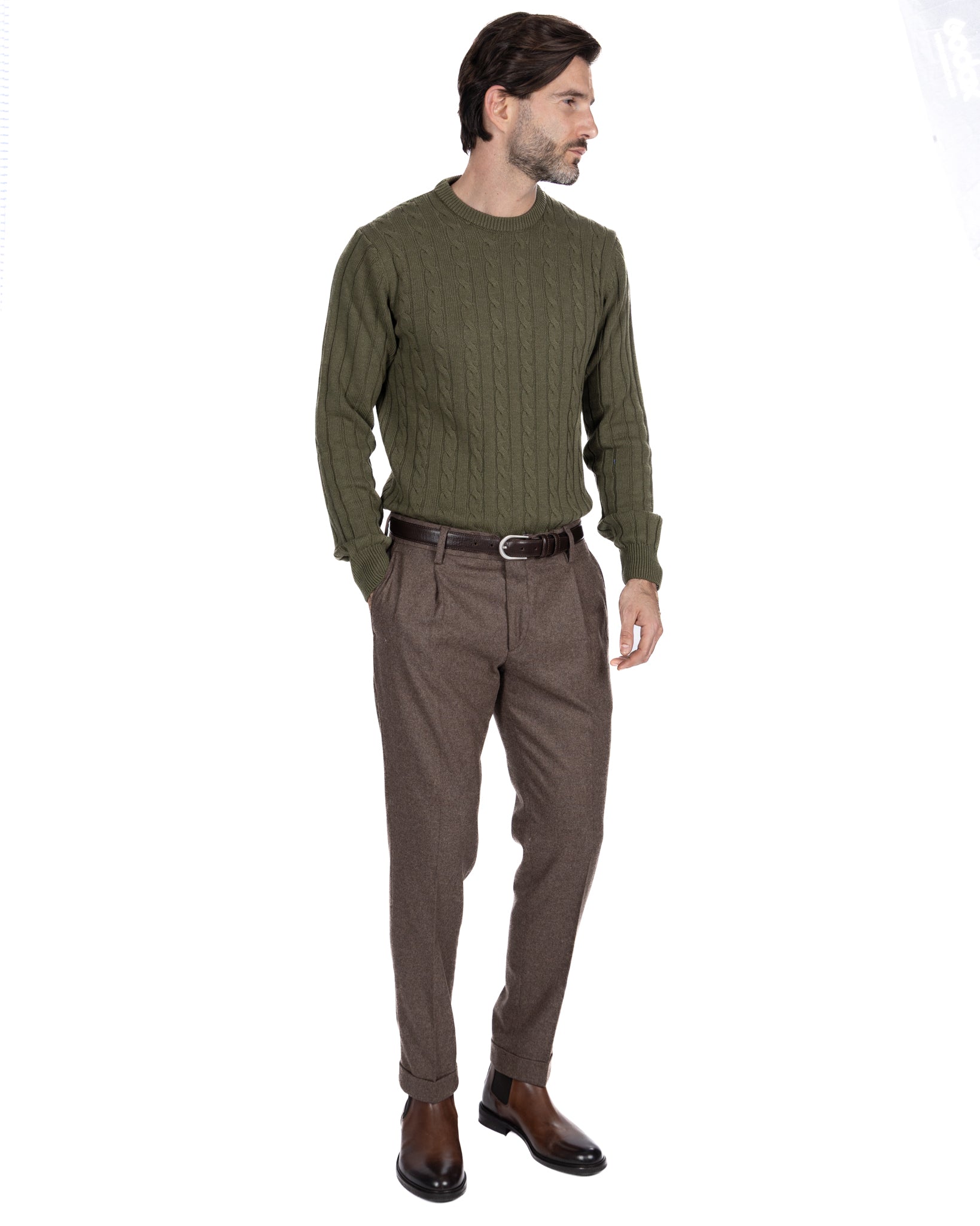 Girocollo Tambora a trecce verde