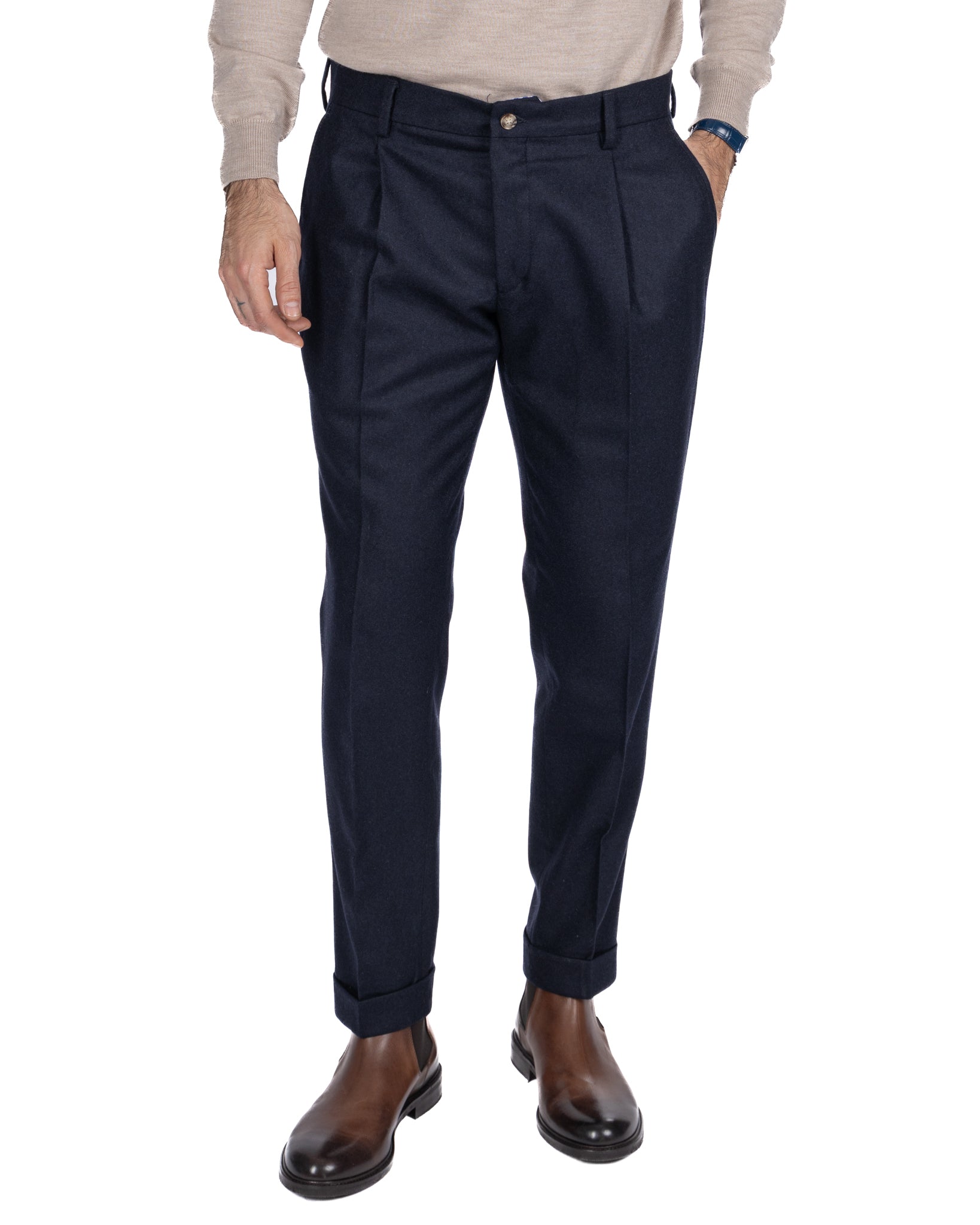 Pantalon Leica Band en flanelle bleue