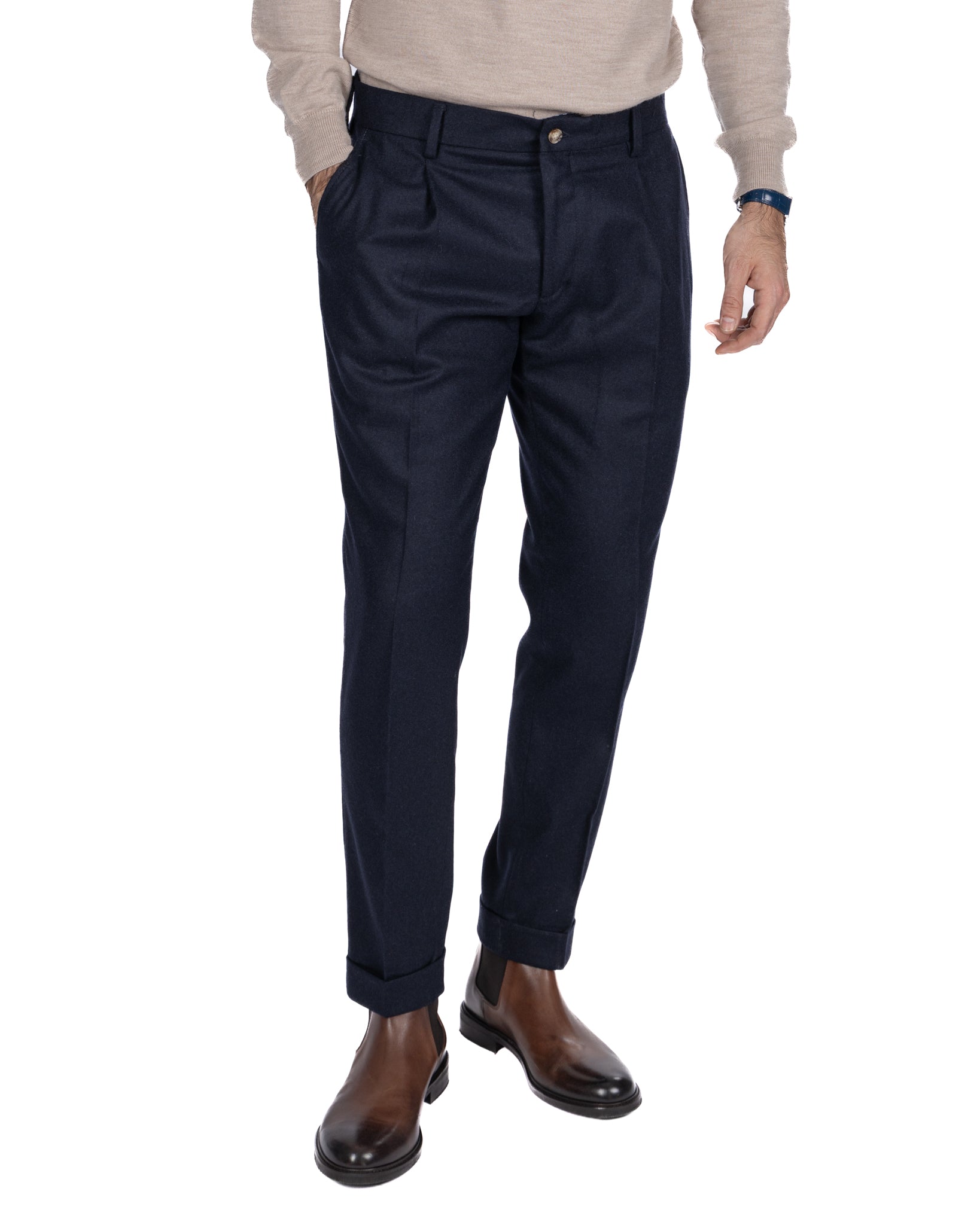 Pantalon Leica Band en flanelle bleue