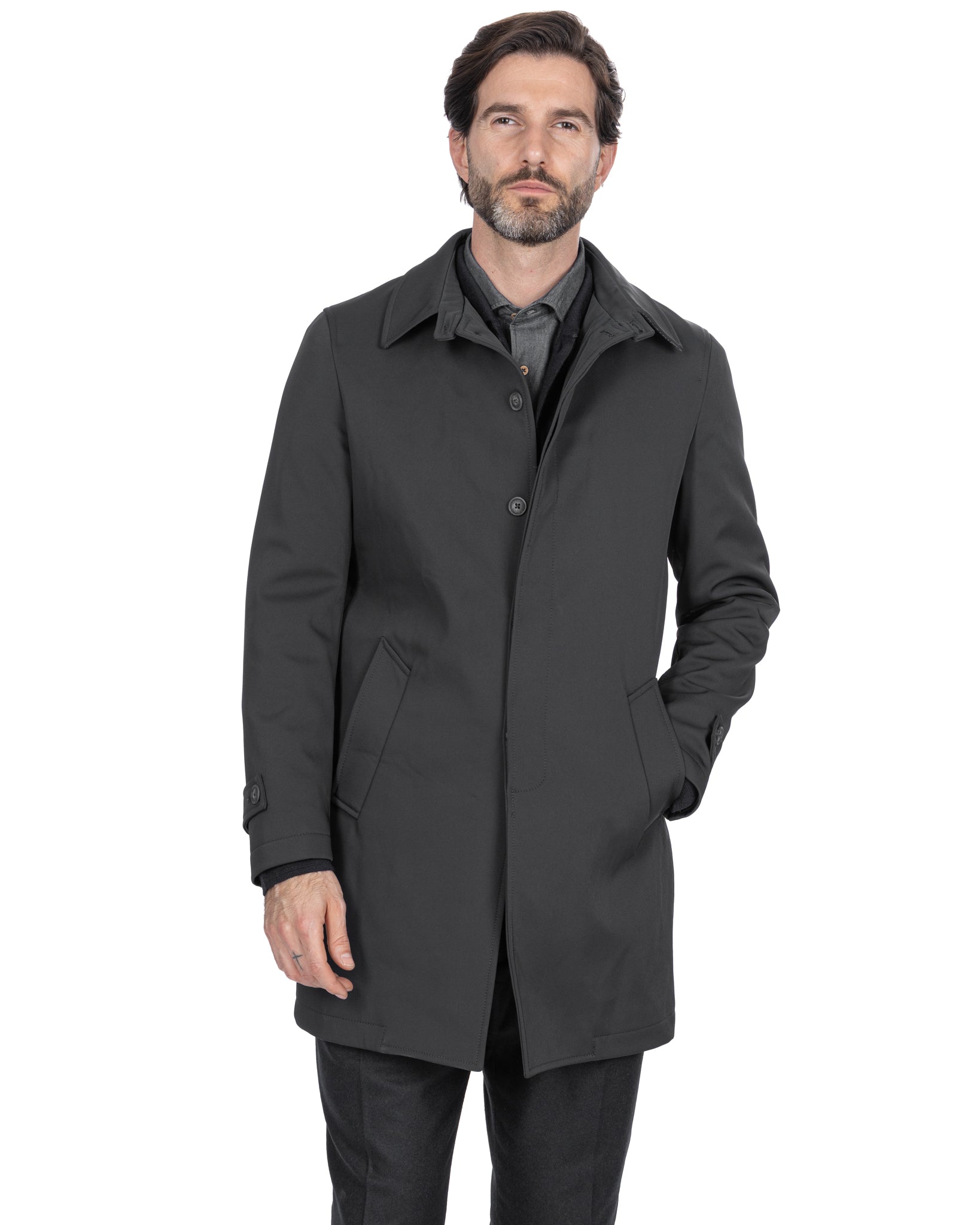 Tyler Technical Quilted Trench Coat in Black