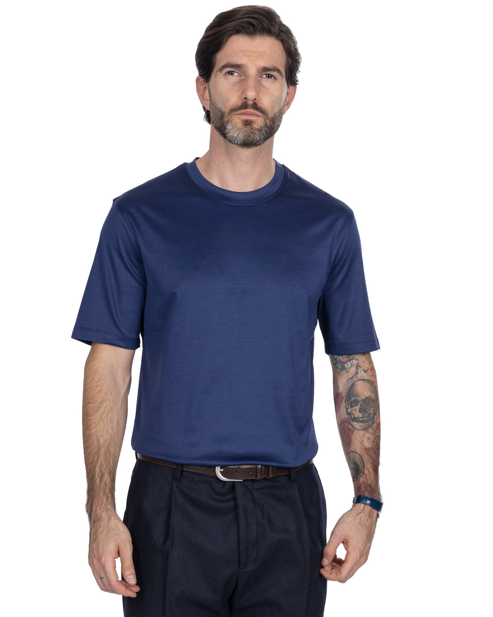 T-shirt Hoorn in filo di scozia blu