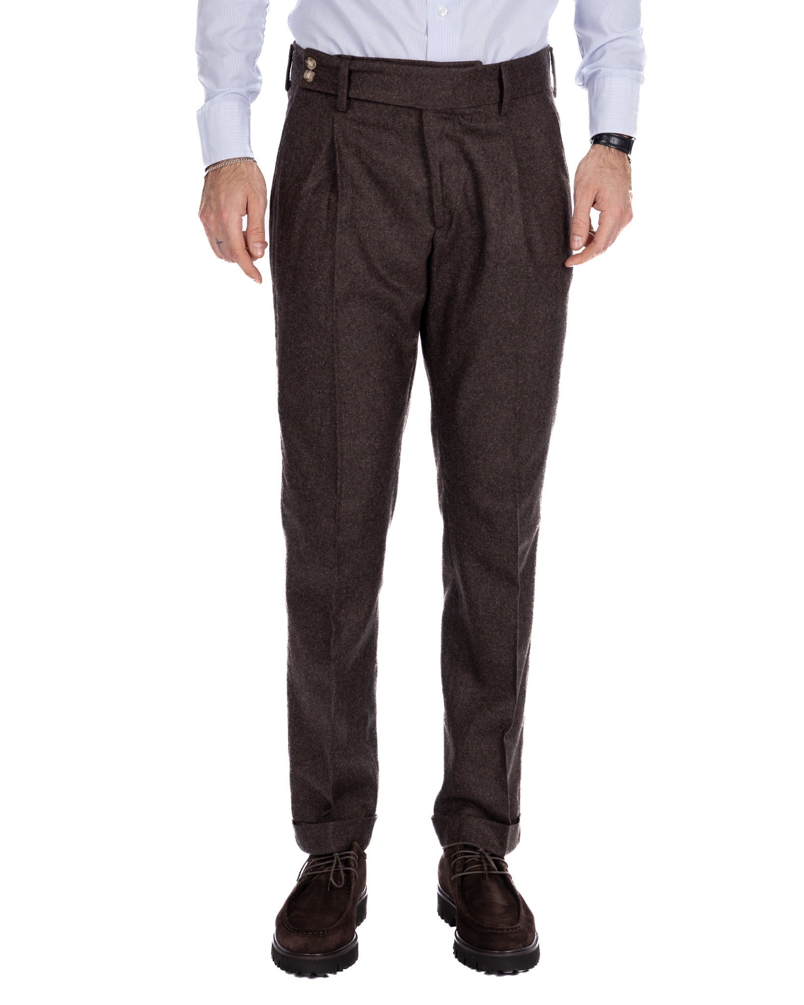 Canon trousers in dark brown flannel