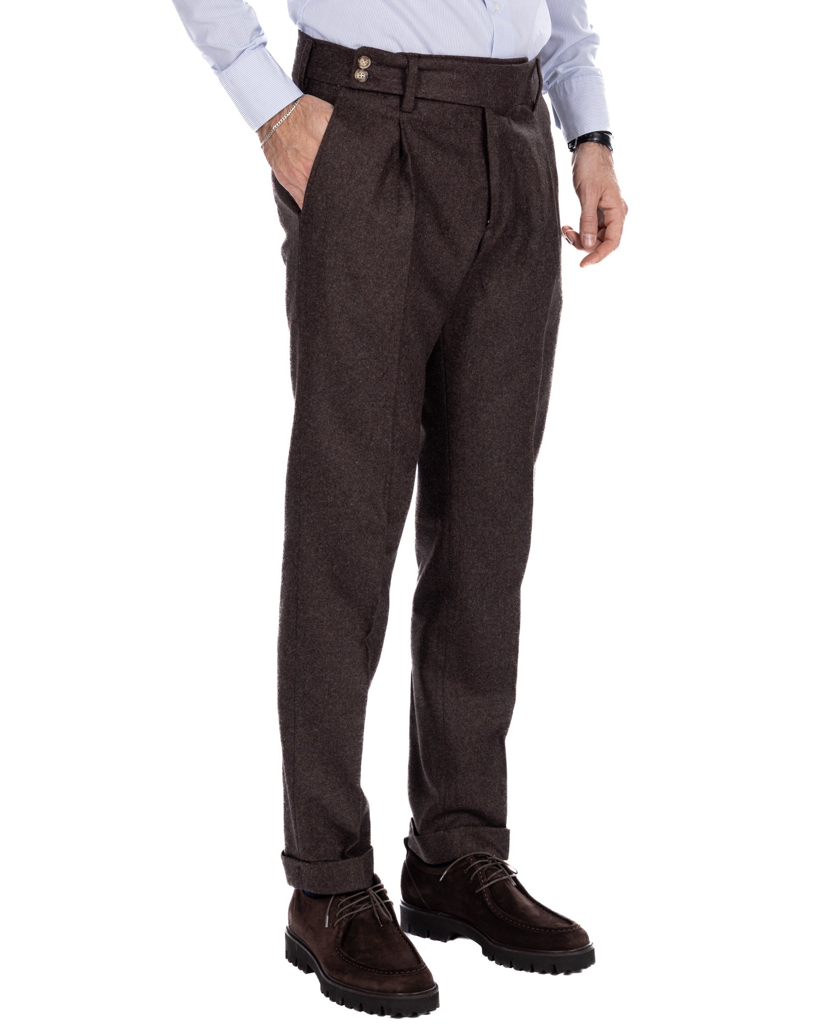 Canon trousers in dark brown flannel