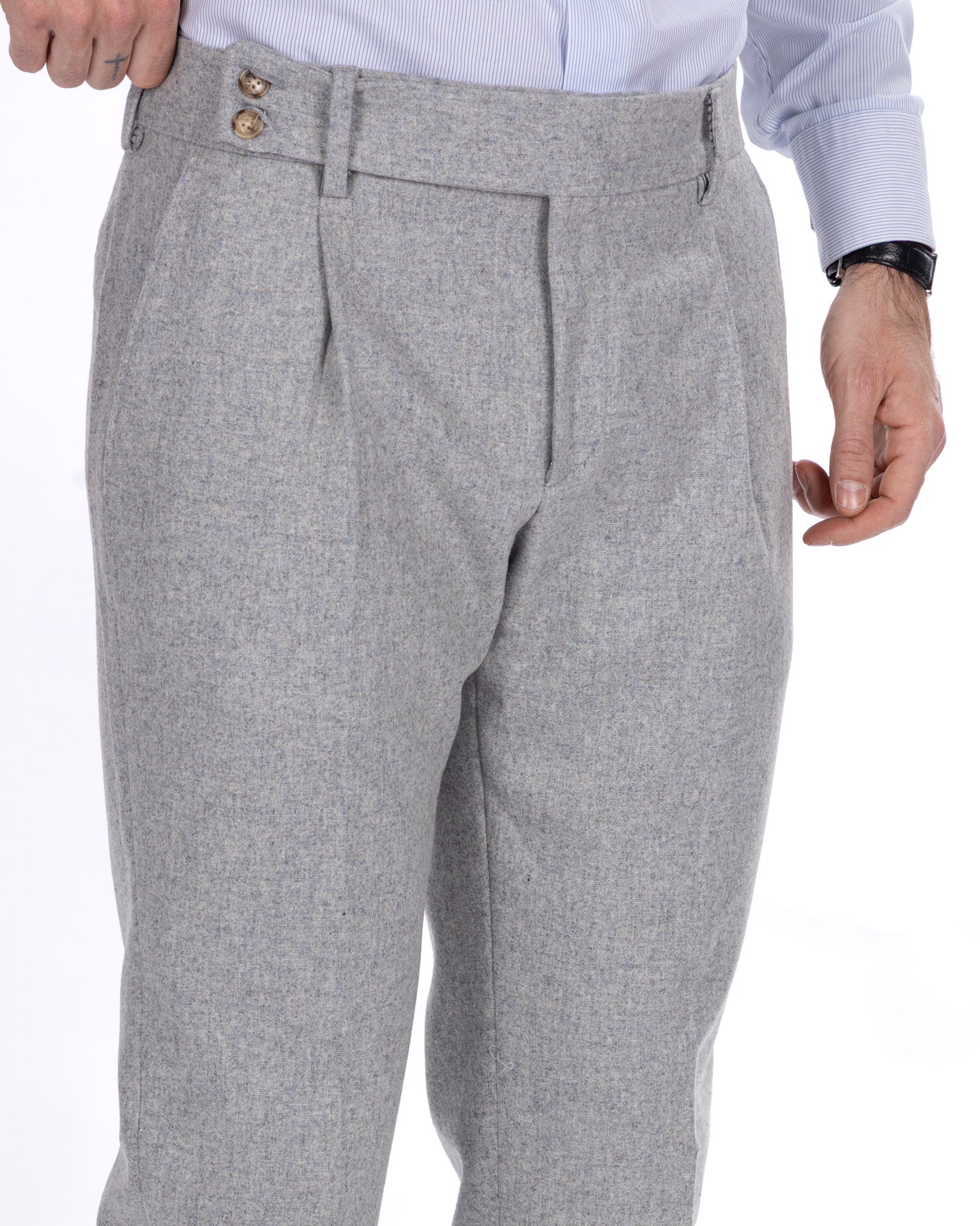 Pantalone Canon in flanella grigio chiaro