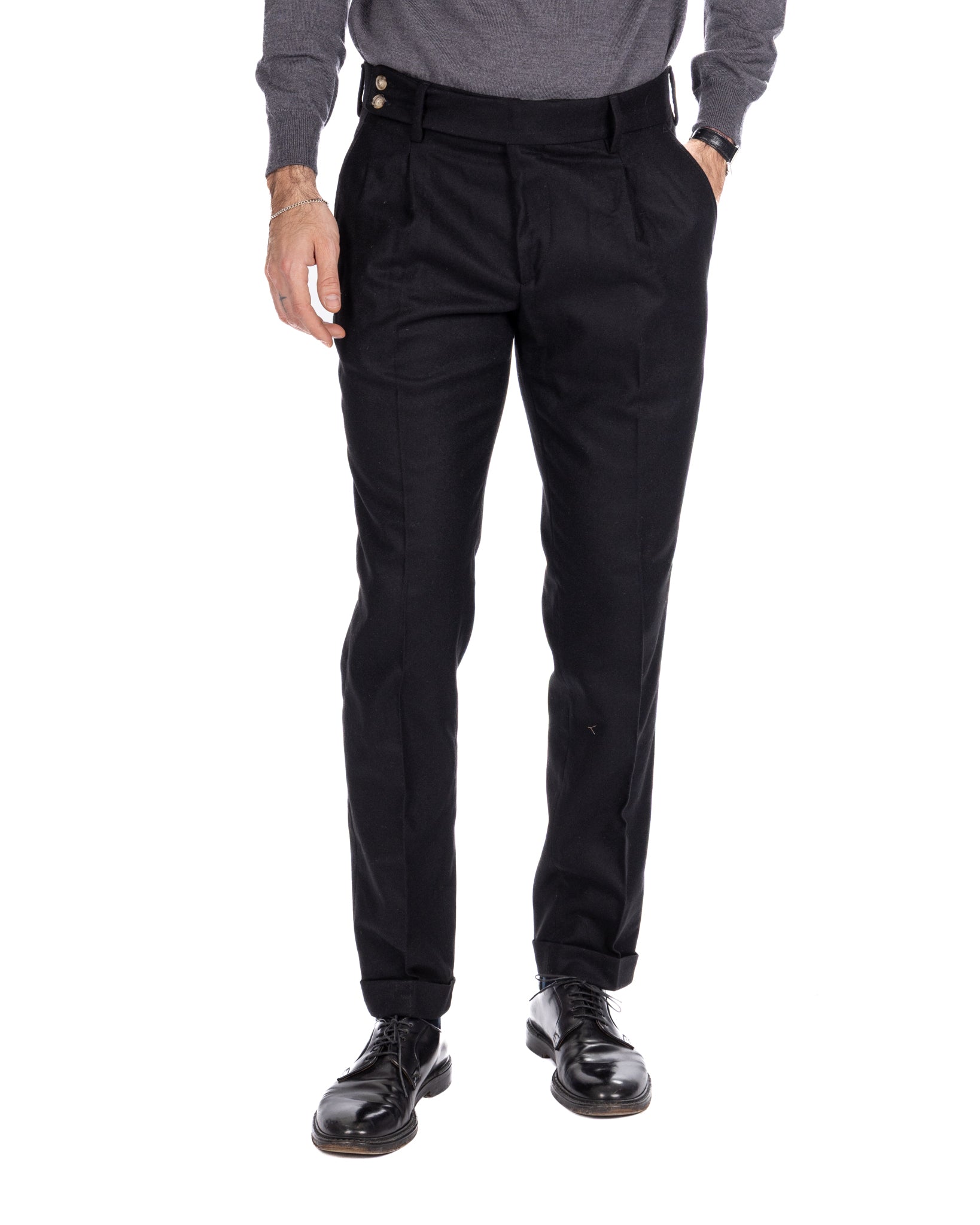 Canon Black Flannel Trousers