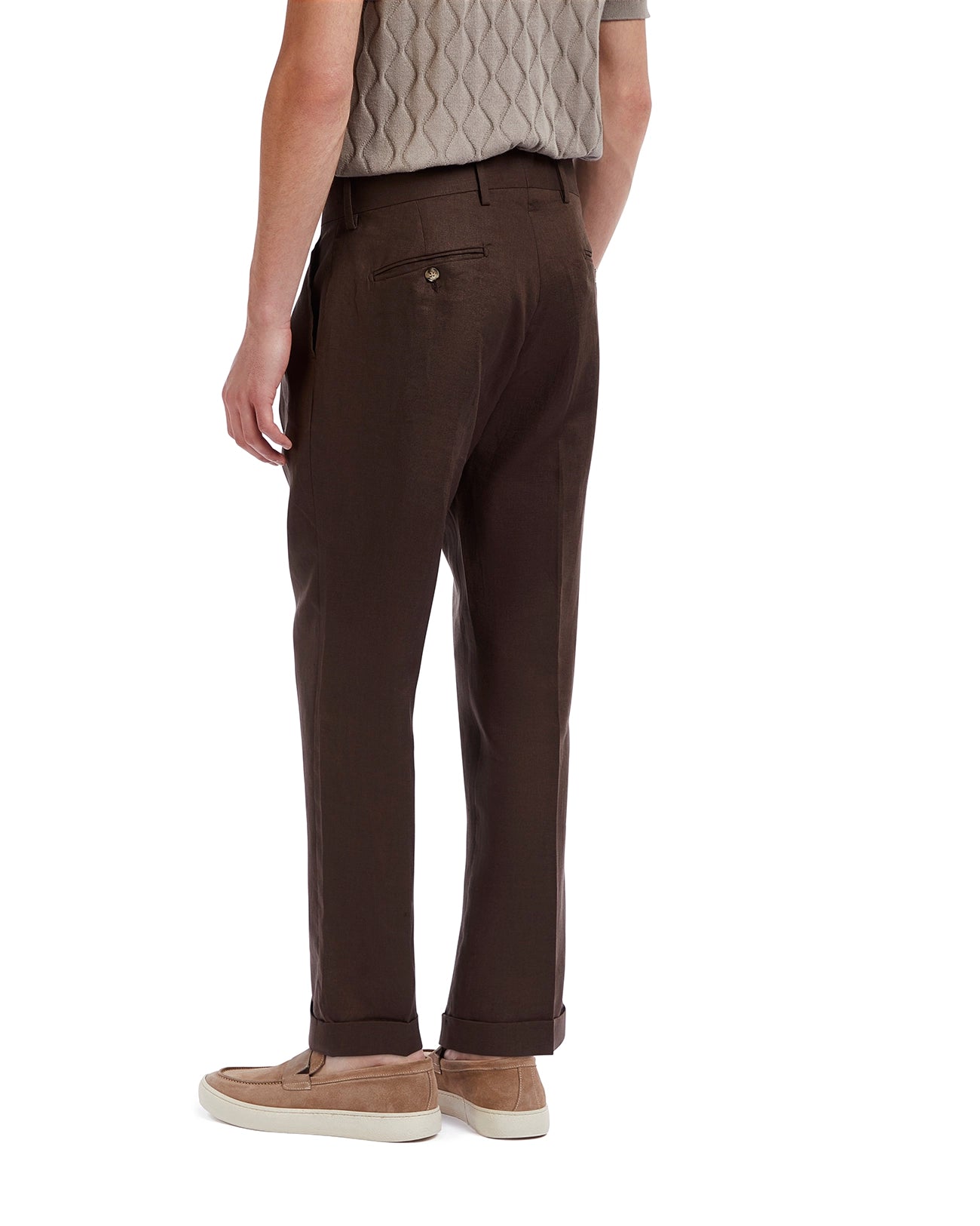 Cargese trousers in pure dark brown linen