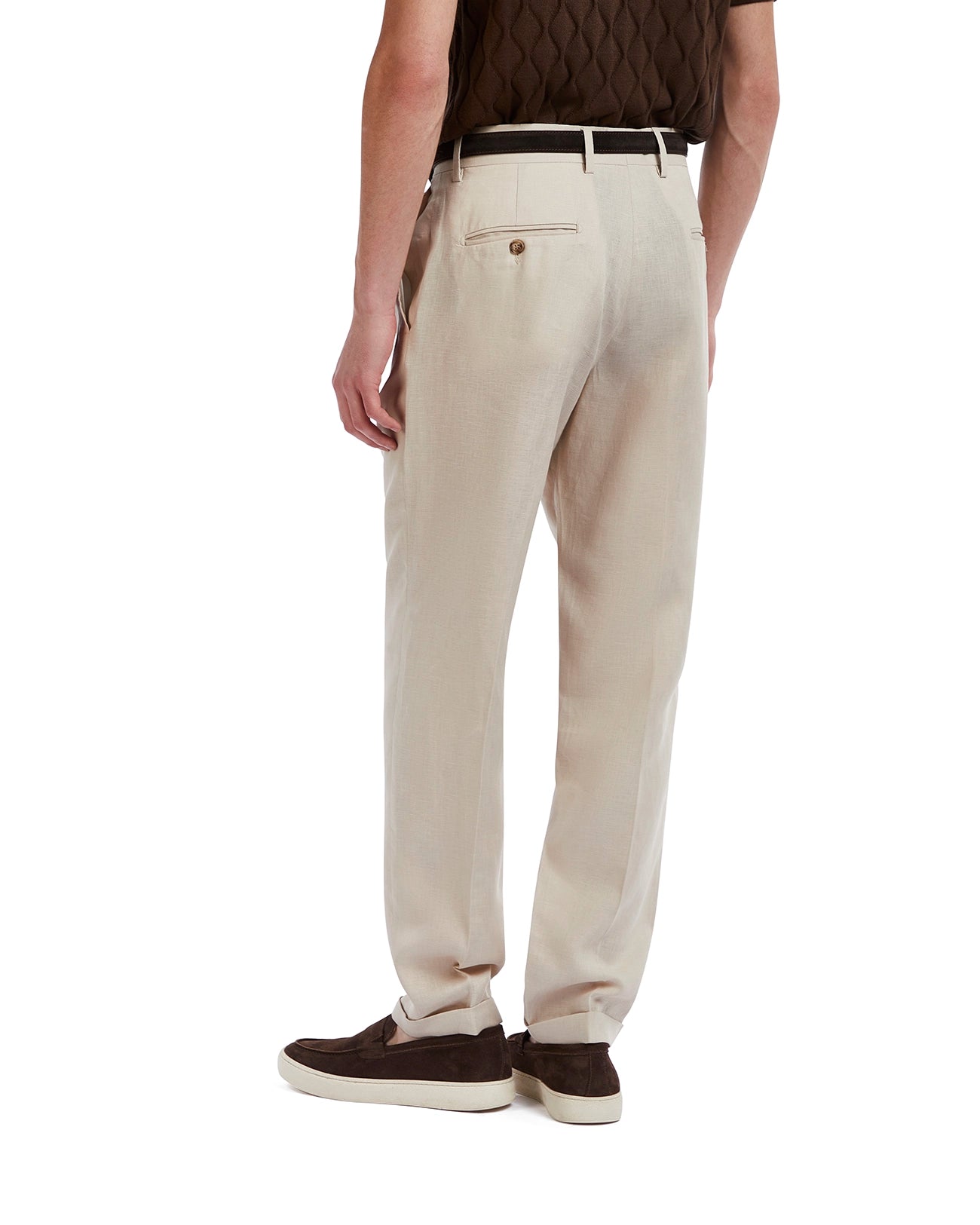 Plain trousers in pure linen string