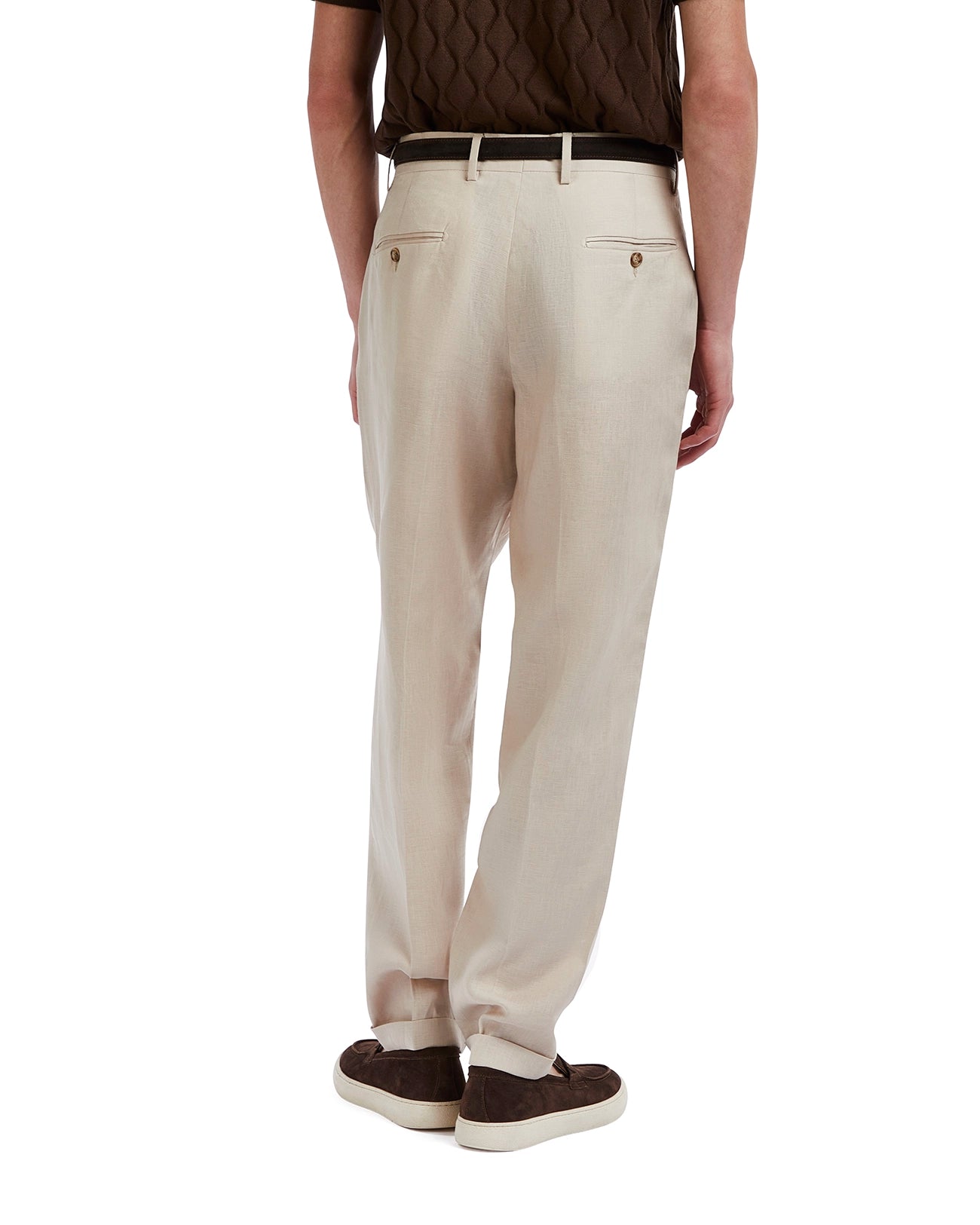 Plain trousers in pure linen string