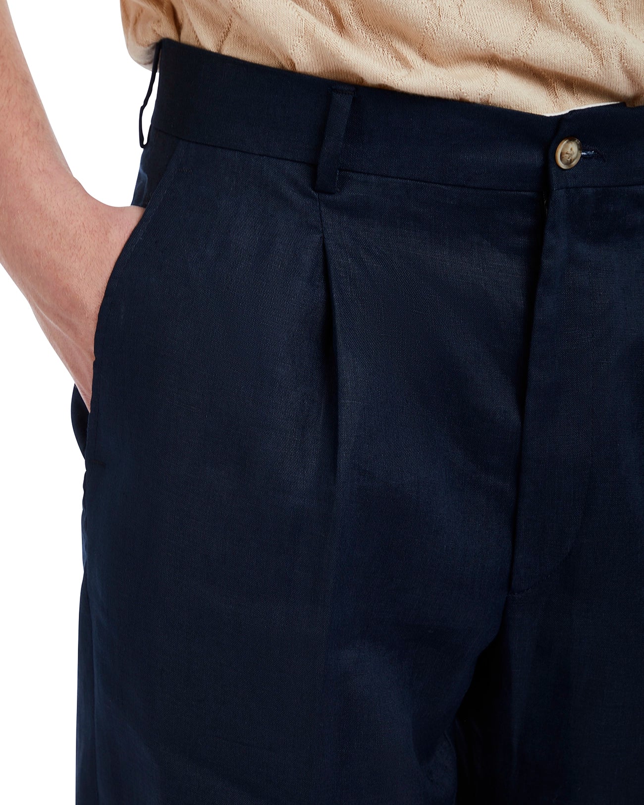 Pantalone Piana in puro lino blu