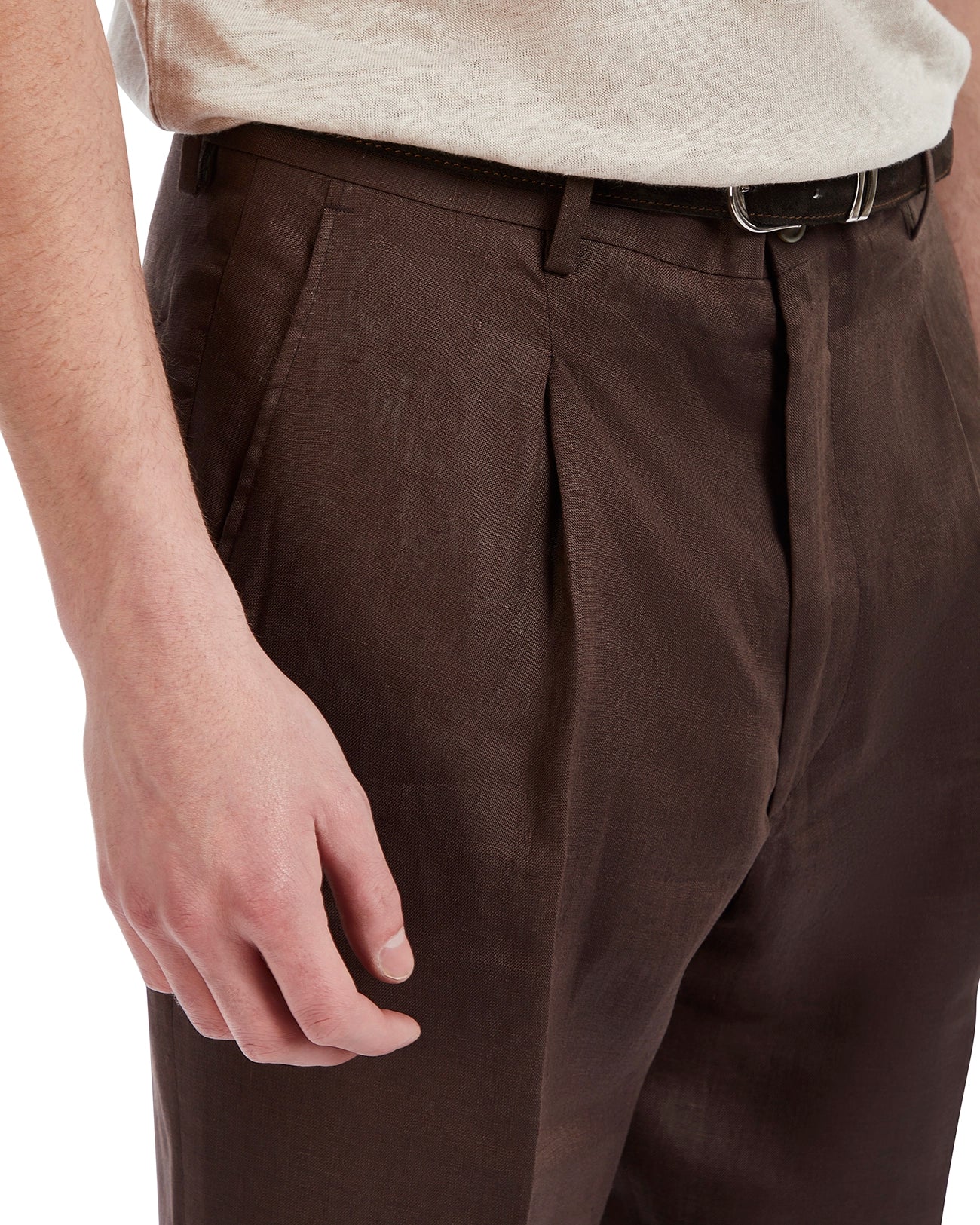 Pantalone Piana in puro lino moro