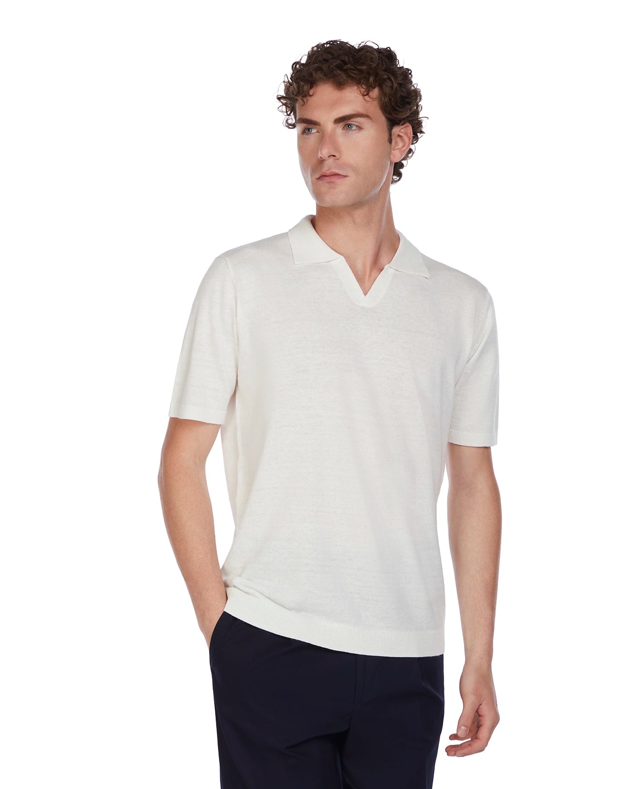 Polo Bandol in lino e cotone bianco