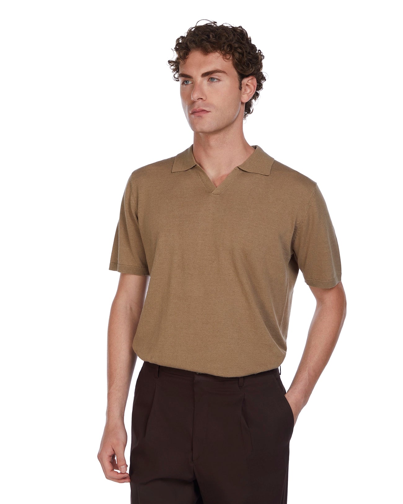 Polo Bandol in lino e cotone fango