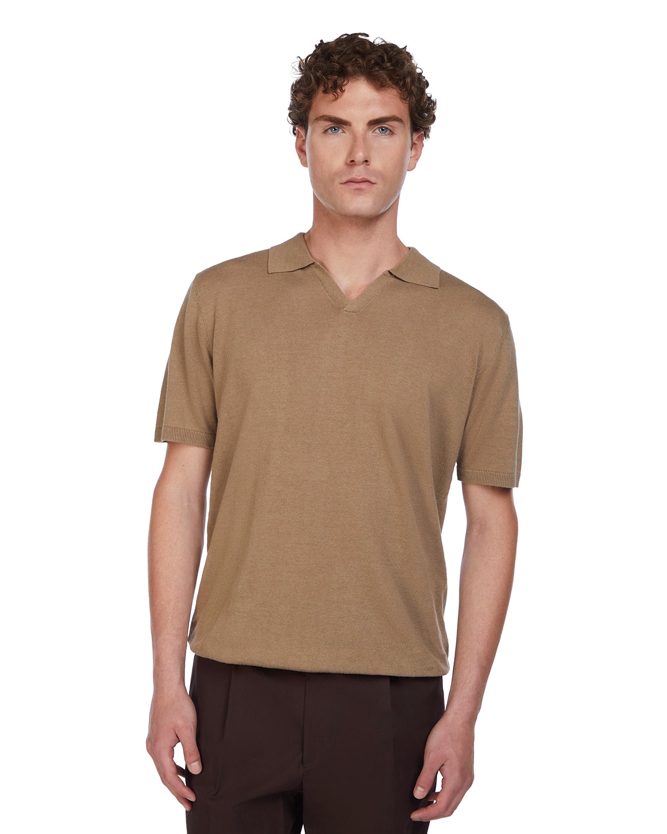 Polo Bandol in lino e cotone fango
