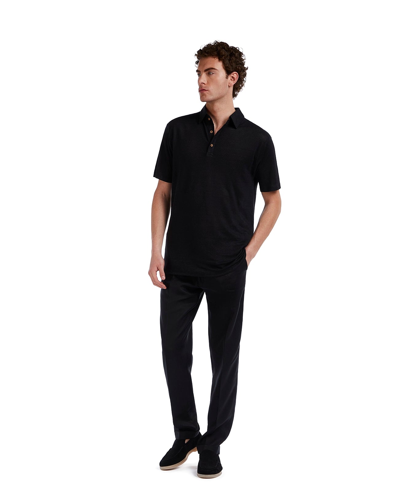 Pantalone Piana in puro lino nero