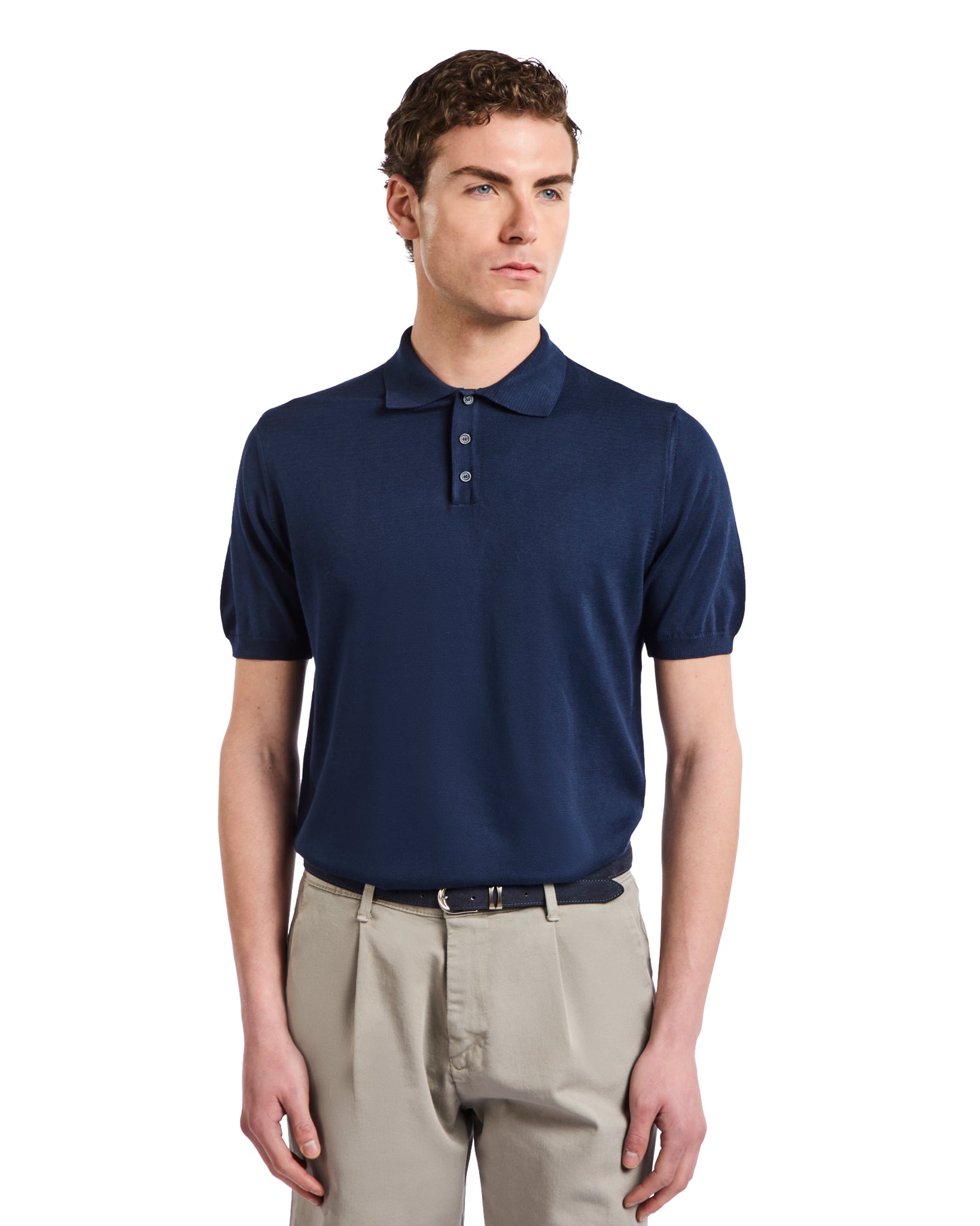 Roger Polo in blue knit
