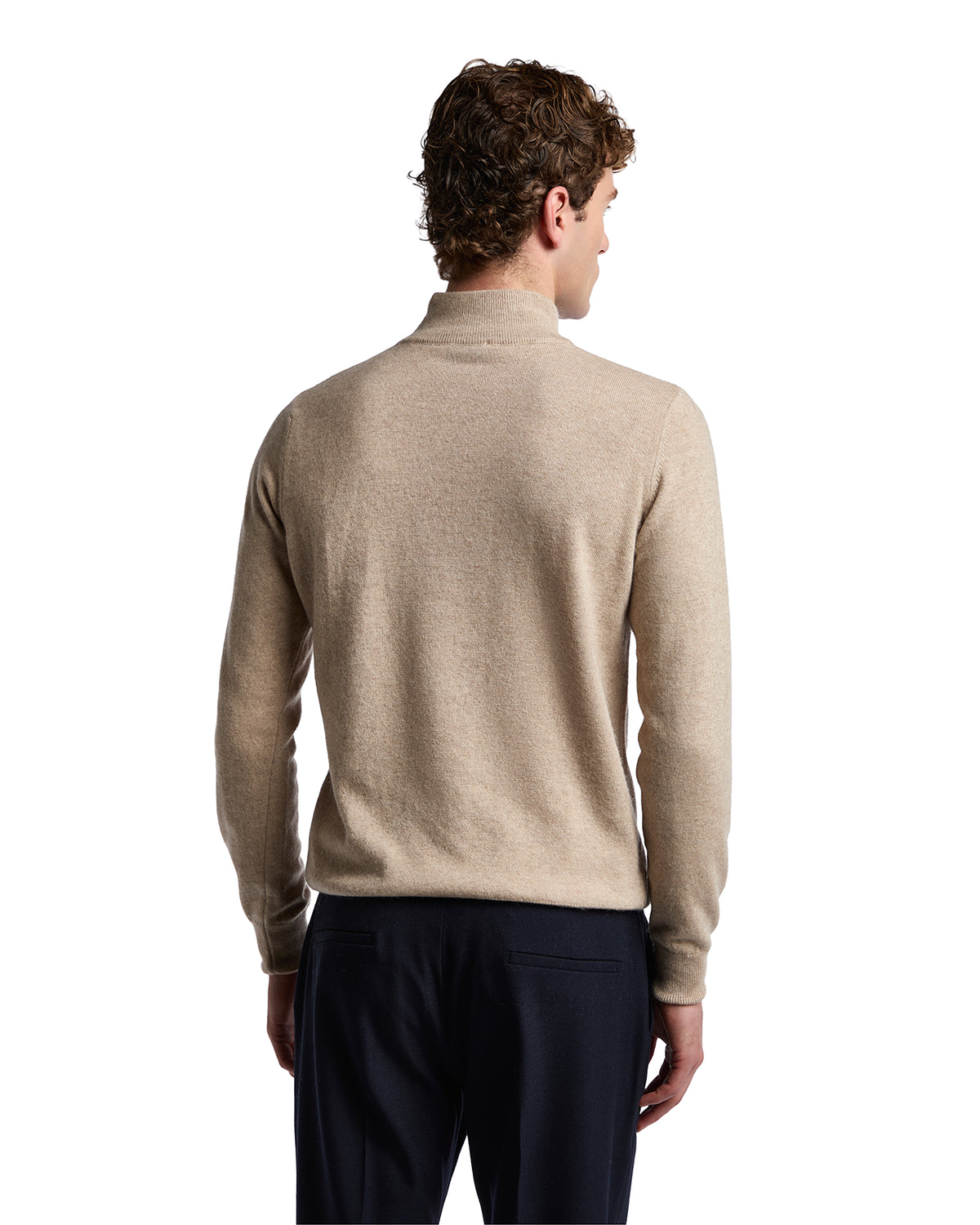 Jersey de cuello alto con cremallera Rory de mezcla de cachemir arena