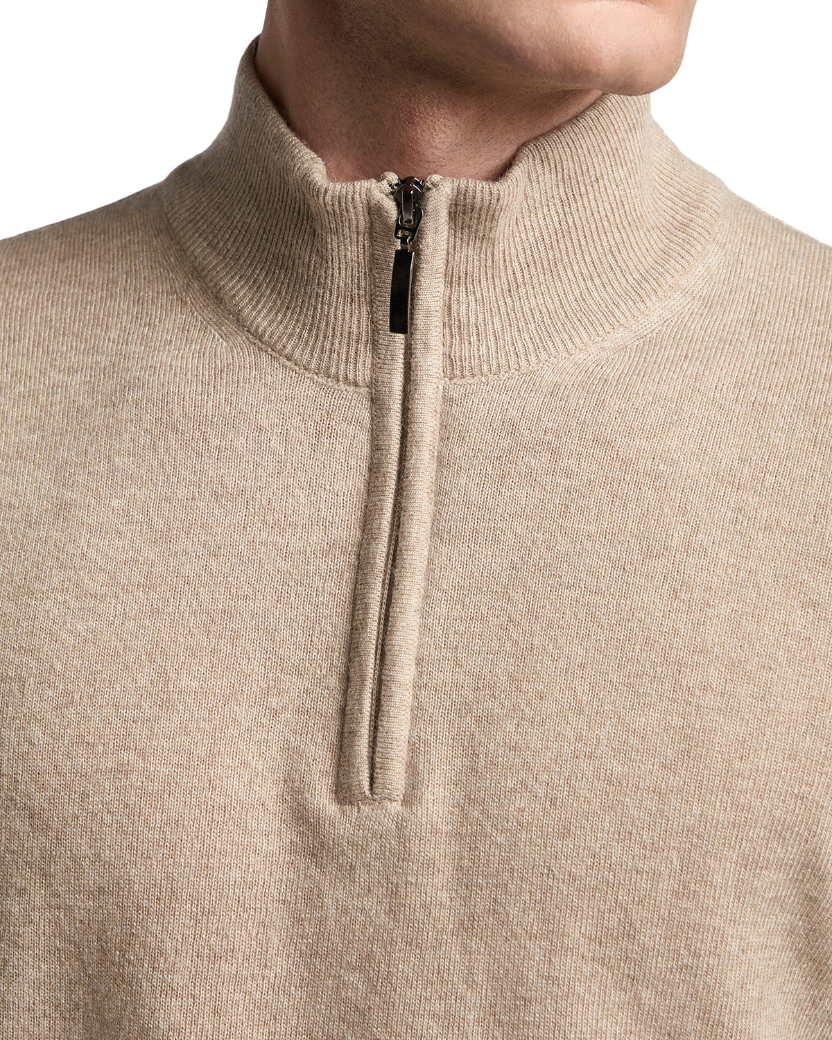 Jersey de cuello alto con cremallera Rory de mezcla de cachemir arena