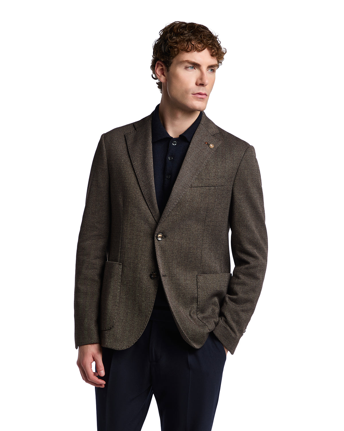Chaqueta Harris Tweed espigada tabaco