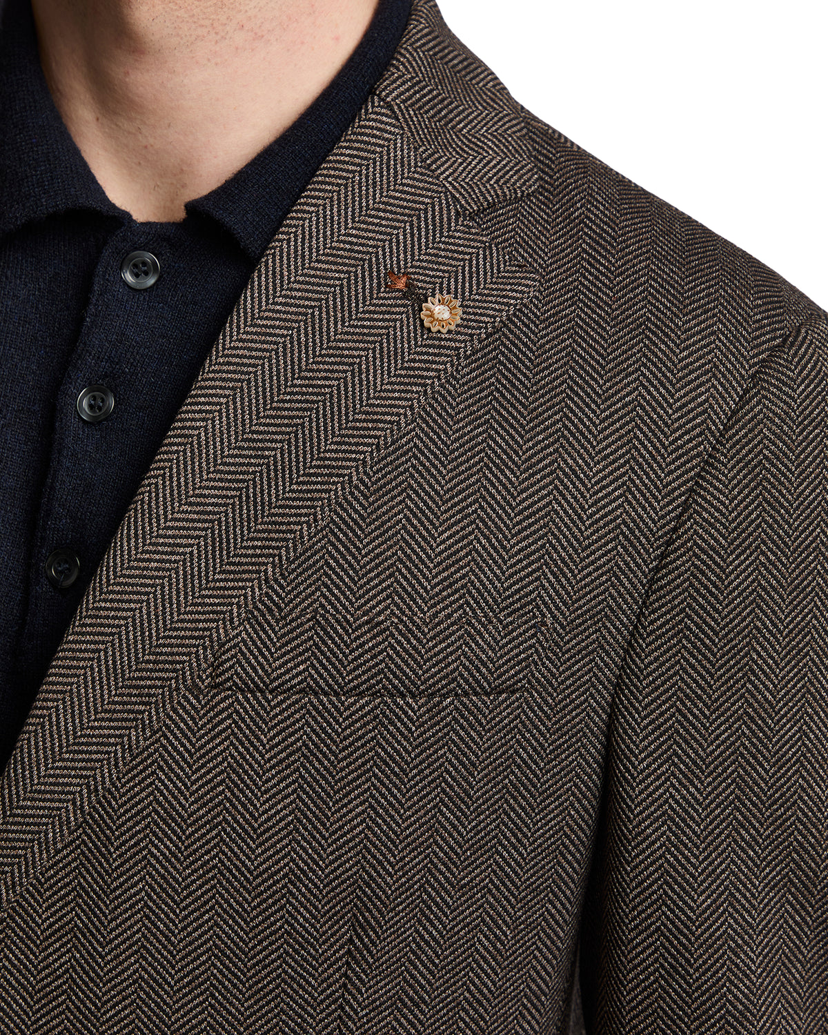 Chaqueta Harris Tweed espigada tabaco