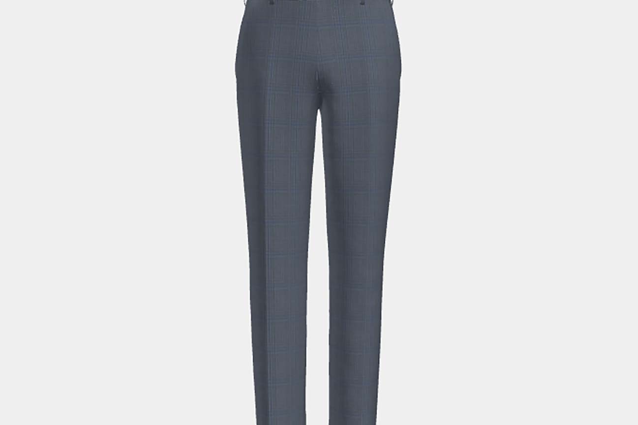 Made-to-measure 130s Prince of Wales wool trousers in light blue Caccioppoli