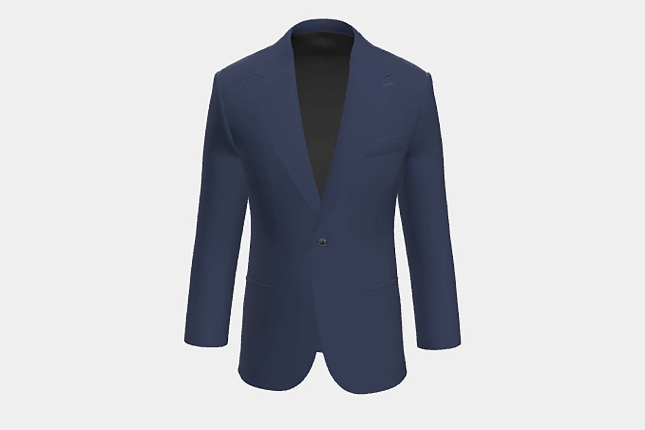 Veste tailleur en laine bleue années 130 Caccioppoli