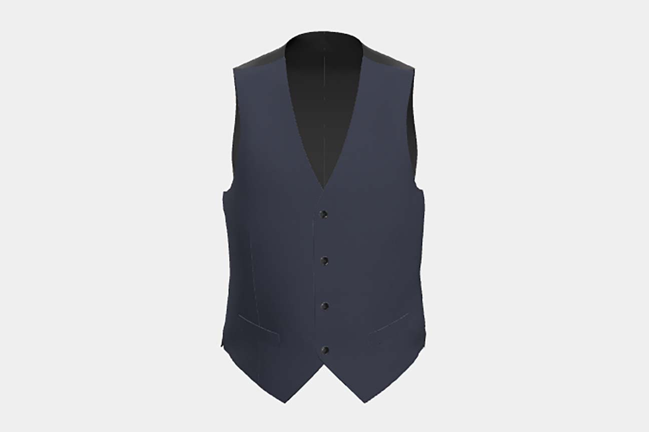Gilet en laine et soie bleu années 150 sur mesure Caccioppoli