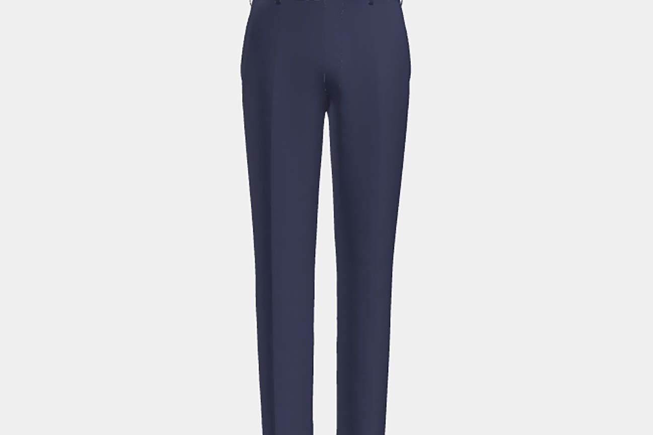Pantalon sur mesure en laine et soie bleu années 150 Caccioppoli