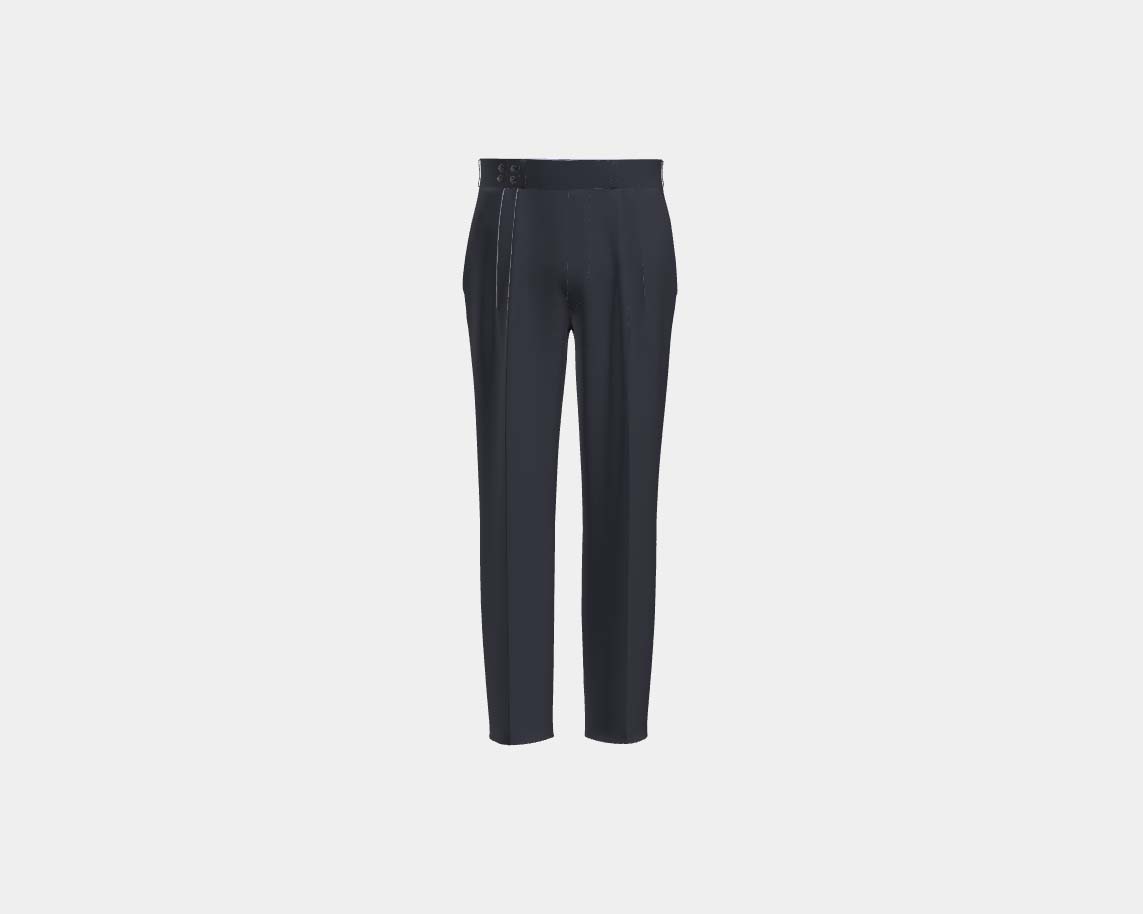 Pantalon tailleur en laine 110's bleu Canonico avec bande