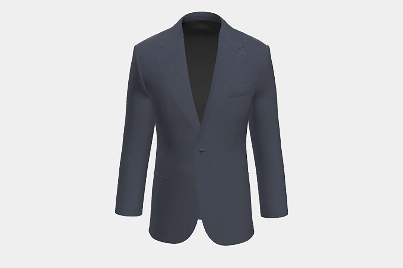 Veste tailleur en laine bleue années 150 Loro Piana