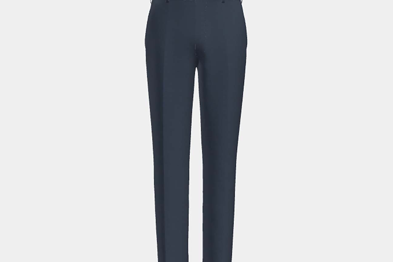 Bespoke 130s Prince of Wales wool trousers in blue Caccioppoli