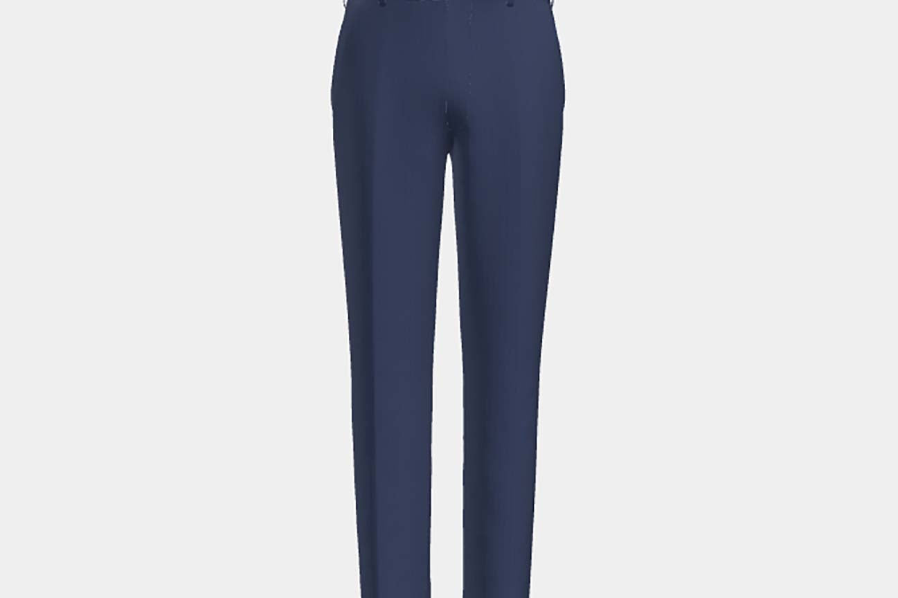 Pantalon sur mesure en laine et soie bleu années 150 Caccioppoli