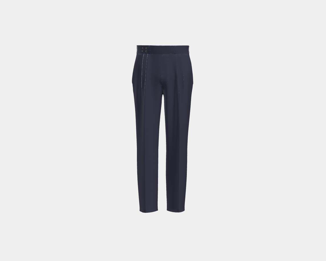 Pantalon tailleur en laine 110's bleu Canonico avec bande