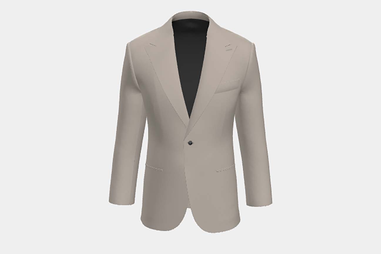 Veste tailleur en laine et soie beige années 150 Caccioppoli