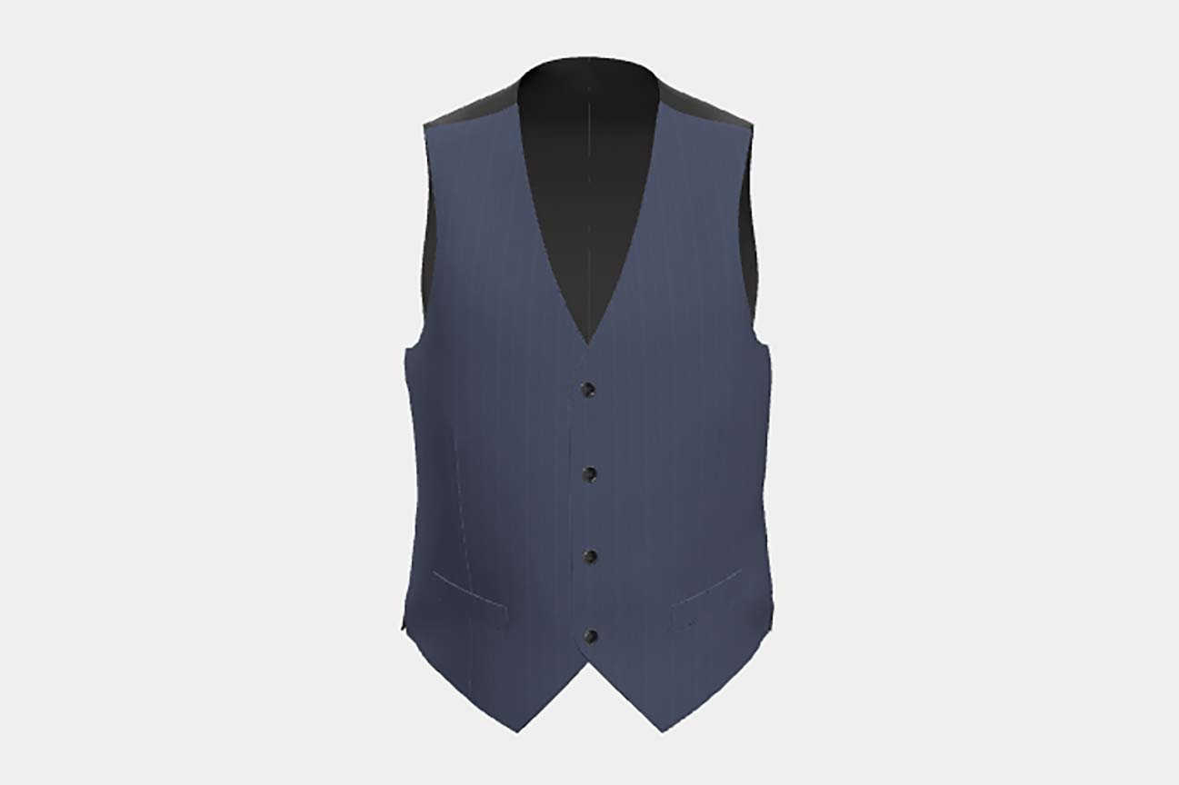 Gilet en laine et soie bleu années 150 sur mesure Caccioppoli
