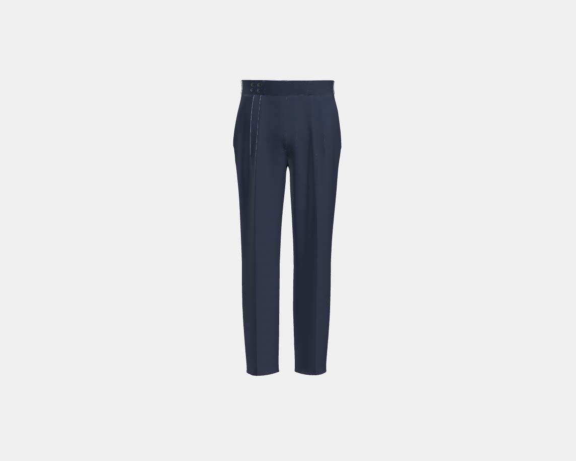 Pantalone con fascia su misura lana 130s rigato blu Caccioppoli