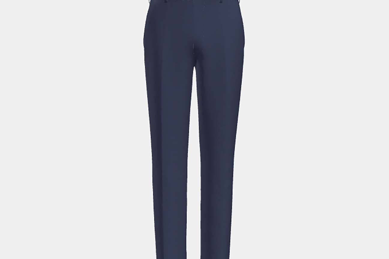 Pantalon sur mesure en laine et soie bleu années 150 Caccioppoli