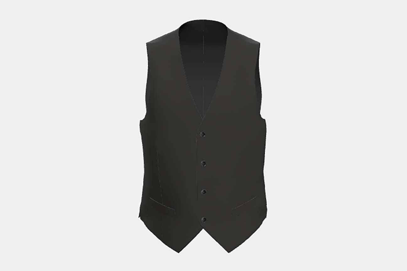 Gilet tailleur en laine noire des années 120 Canonico