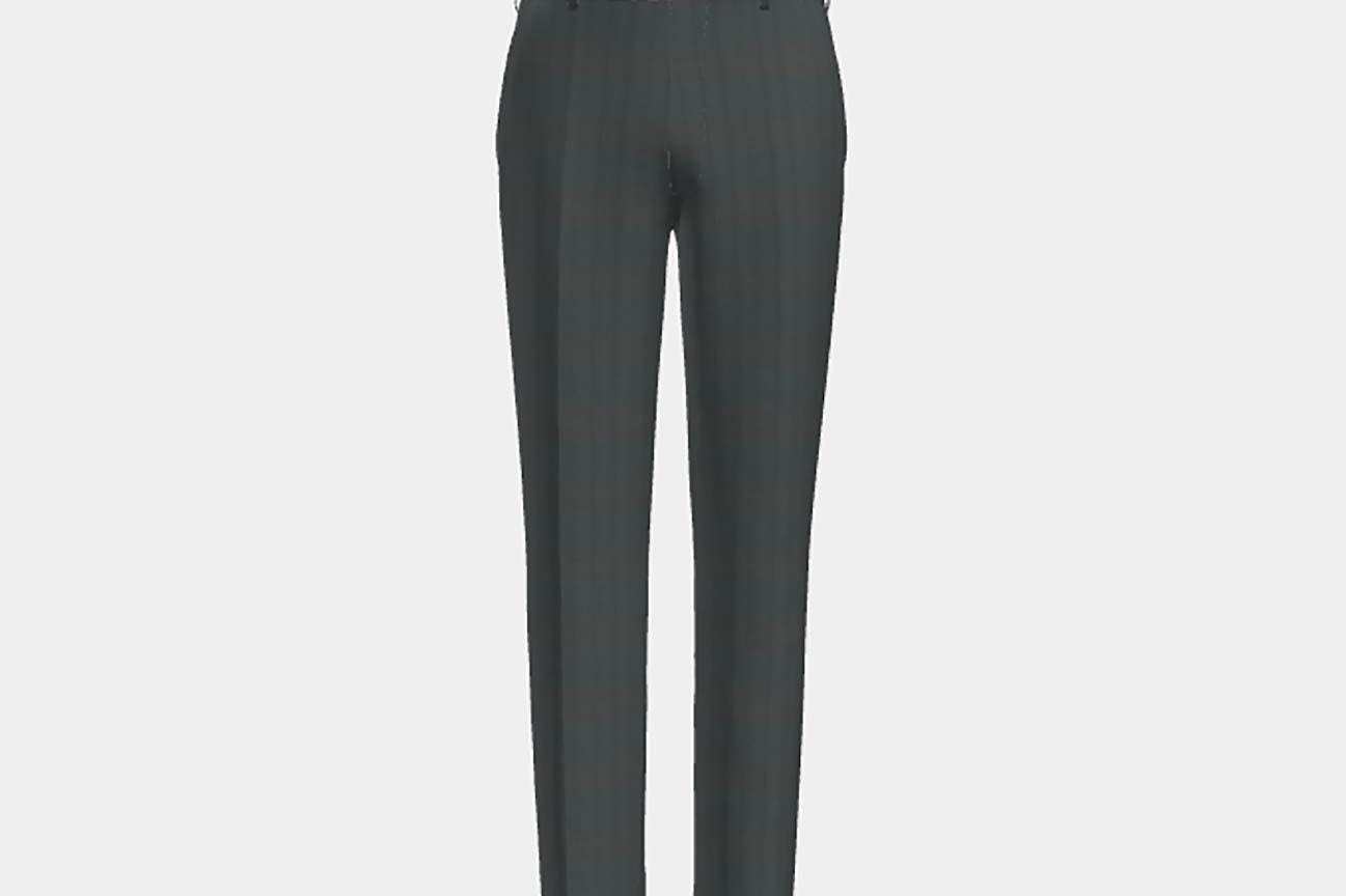 Made-to-measure 130s wool trousers with green window Caccioppoli