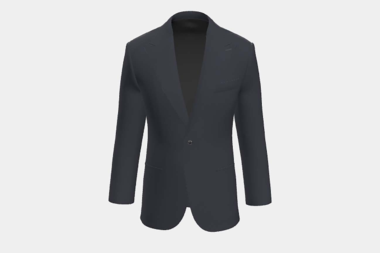 Veste tailleur en laine et soie bleu Canonico années 120