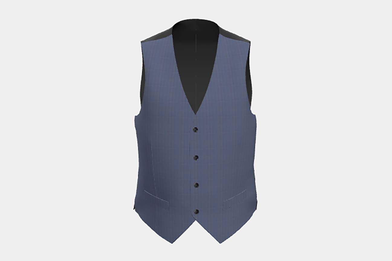 Gilet en laine et soie bleu années 150 sur mesure Caccioppoli
